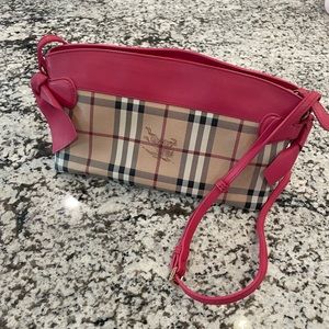 Burberry Haymarket Check Bow Tie Crossbody Bag Peony